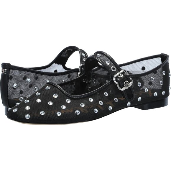 Sam Edelman Womens Black Glitz Fabric Michaela Buckle Ankle Strap Flat Shoes - Picture 7 of 7